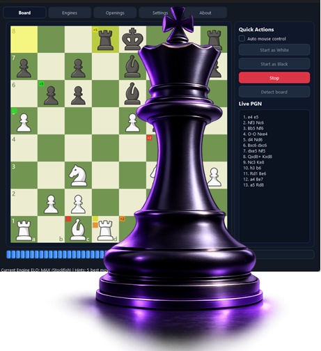 Chess board with neural chess assistant